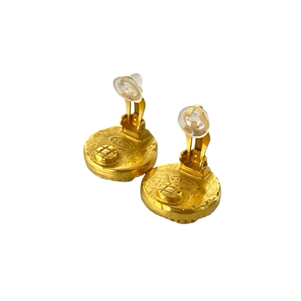 CHANEL Authentic Vintage Black Logo Earrings - Picture 6 of 6